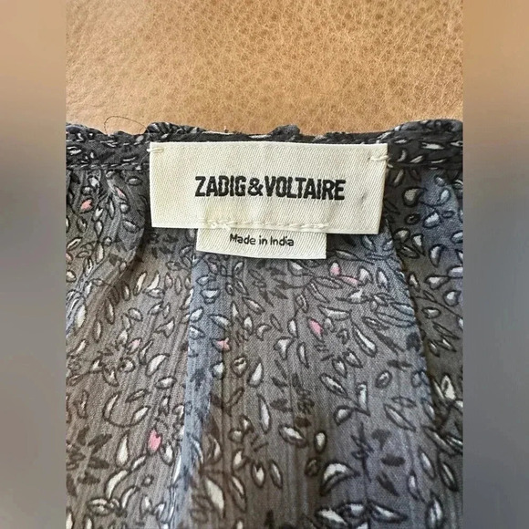 Zadig & Voltaire Sheer Heart Embroidered Beaded Blouse Womens Size Small - Picture 9 of 12